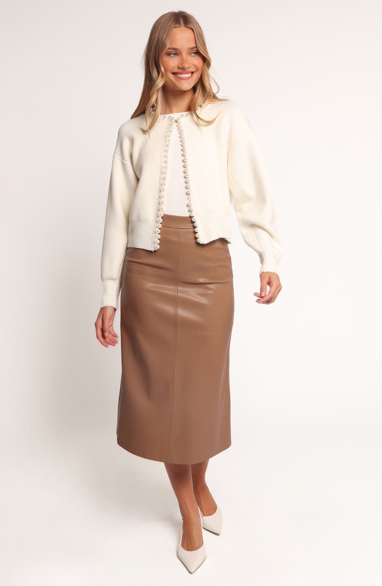 Petal & Pup Bloom Faux Pearl Trim Cardigan, Alternate, color, Cream