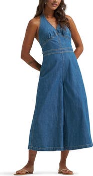 Wrangler Denim Culotte Halter Jumpsuit