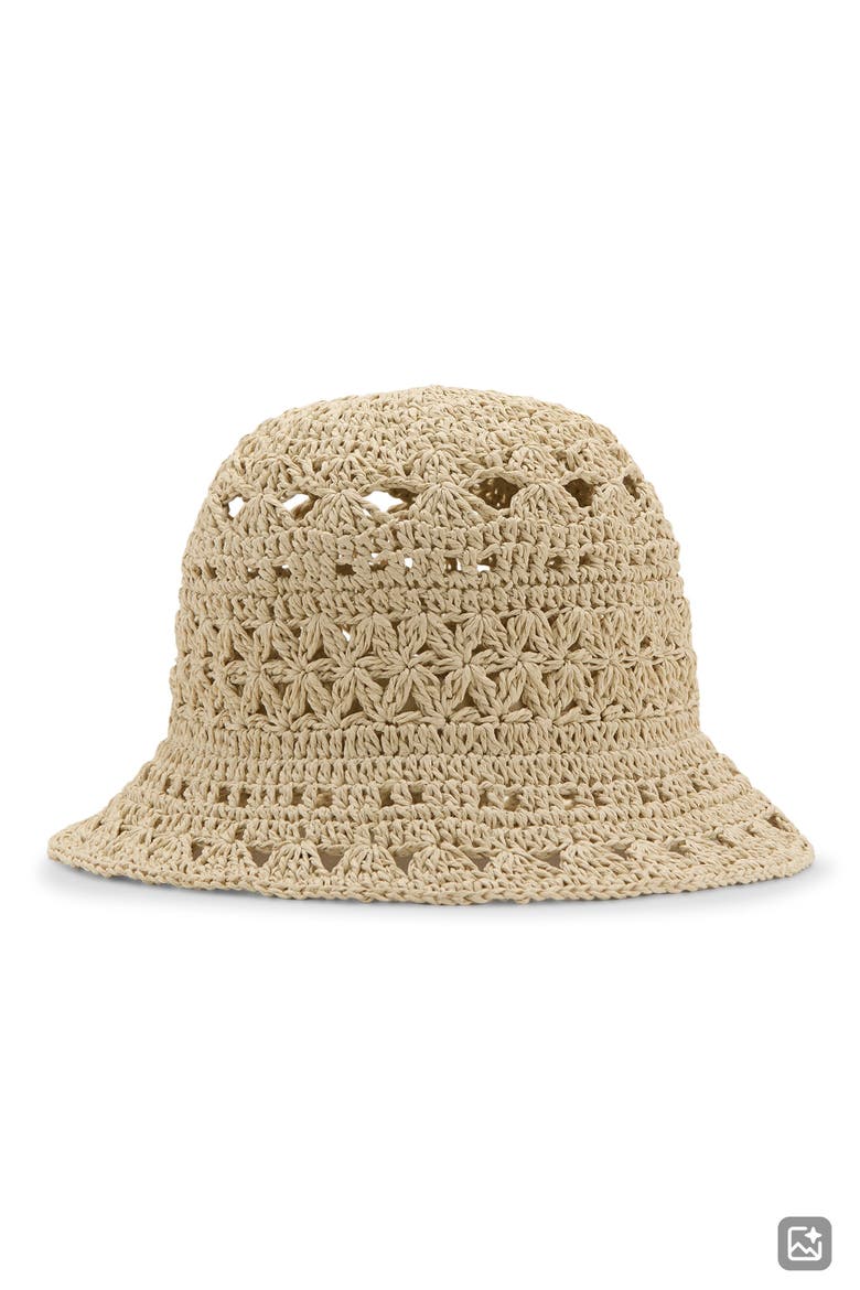 Woven Straw Bucket Hat, Main, color, BEIGE
