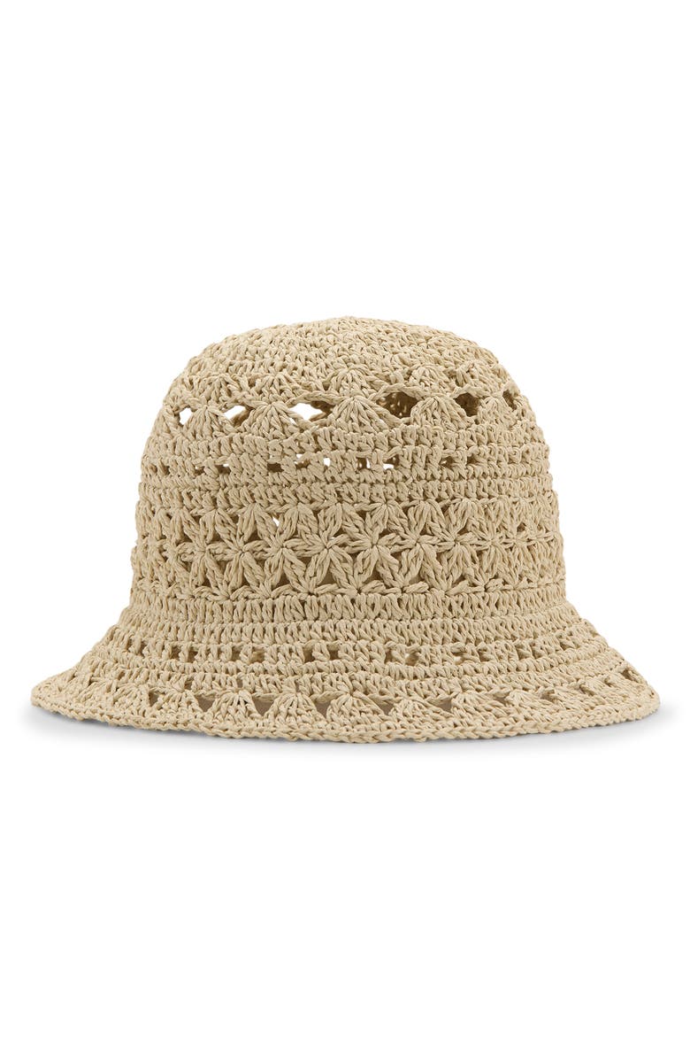 MANGO TEEN Woven Straw Bucket Hat, Main, color, Beige