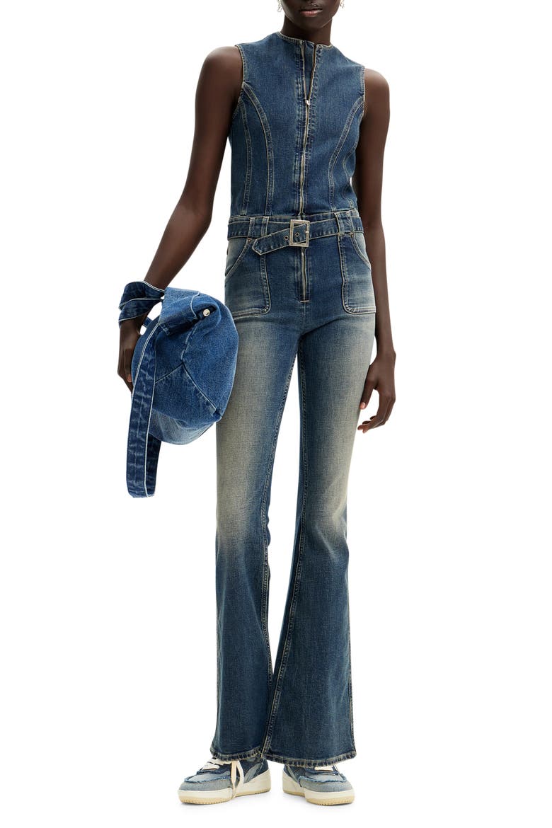 Danas Sleeveless Denim Jumpsuit, Alternate, color, BLUE