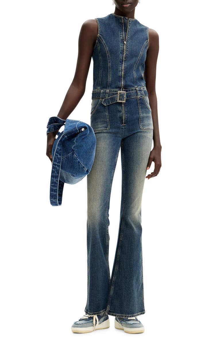 Desigual Danas Sleeveless Denim Jumpsuit, Alternate, color, 