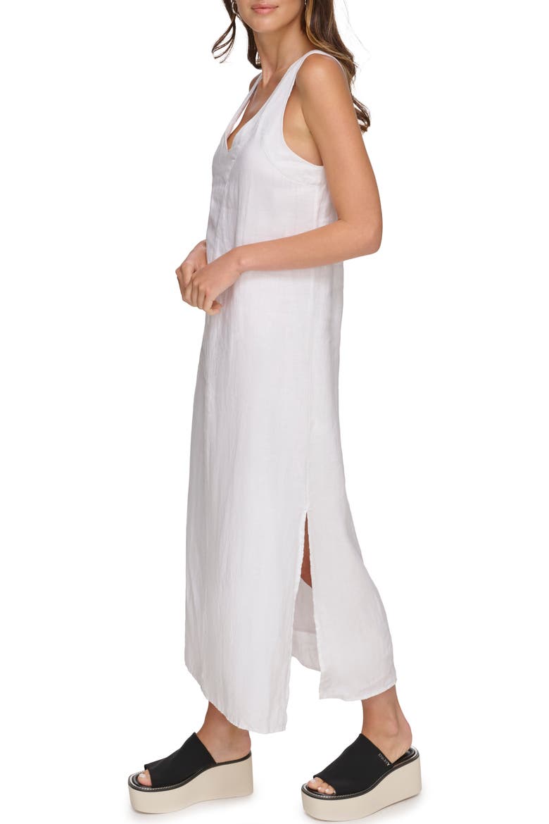 V-Neck Linen Maxi Dress, Alternate, color, WHITE