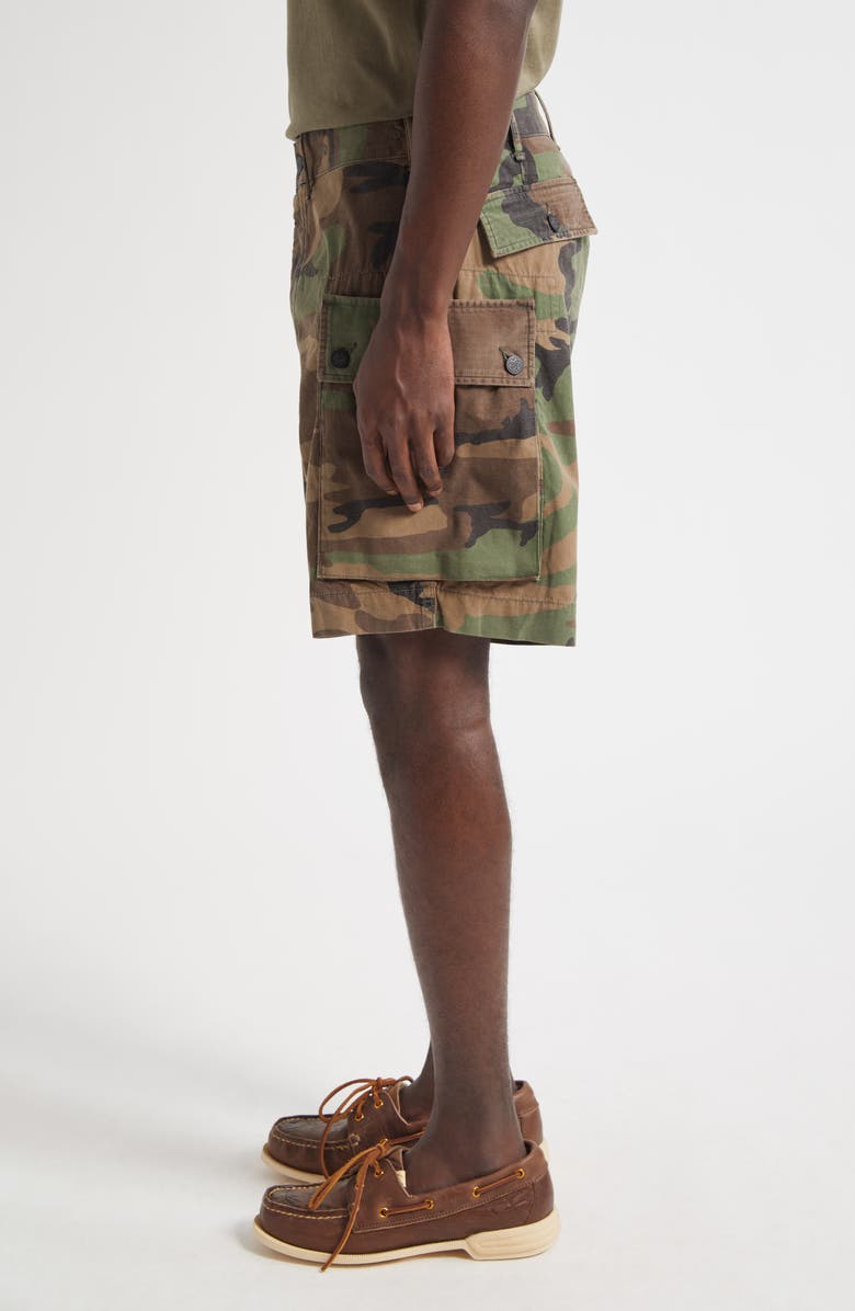 Double RL Camouflage Ripstop Cotton Cargo Shorts, Alternate, color, Woodland Camo