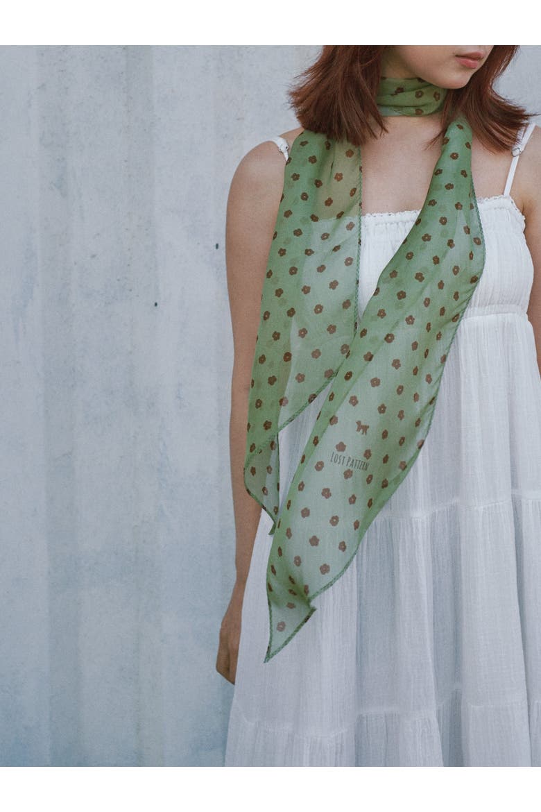 "Petal Veil" Silk Chiffon Neck Scarf, Alternate, color, Matcha Green