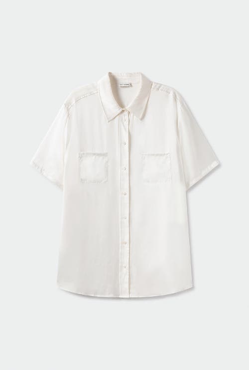 Silk Laundry Short Sleeve Boyfriend Shirt White In White