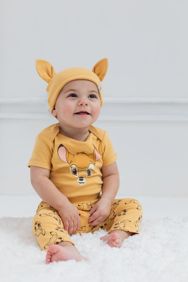 Bambi Cosplay 3-Piece Bodysuit Pants and Hat Set, Alternate, color, Bambi Golden Yellow