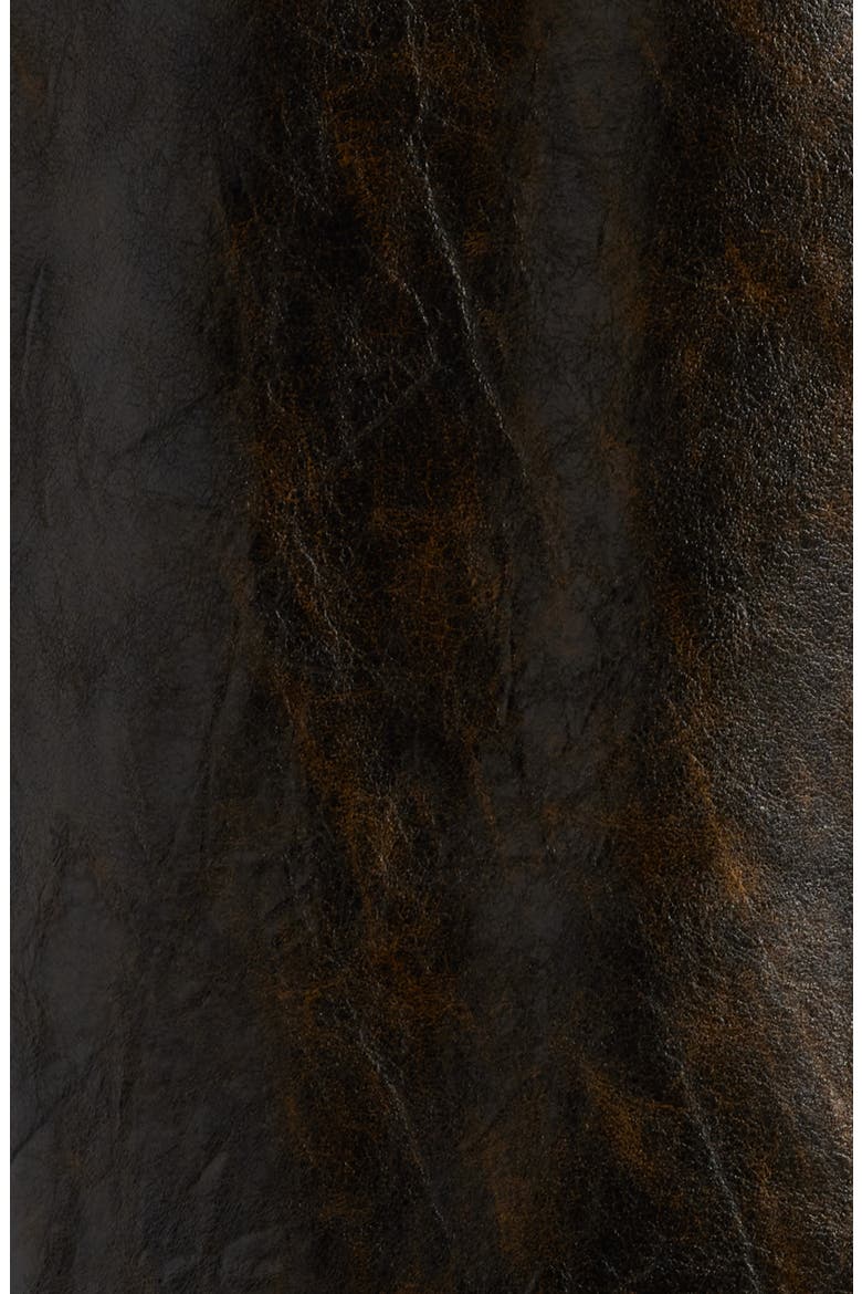 Rustic Faux Leather A-Line Skirt, Alternate, color, DARK BROWN