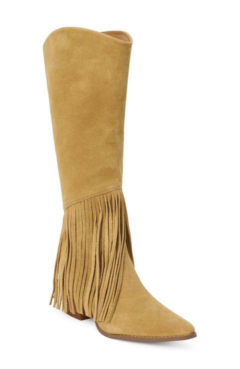 Tatum Fringe Pointed Toe Knee High Boot