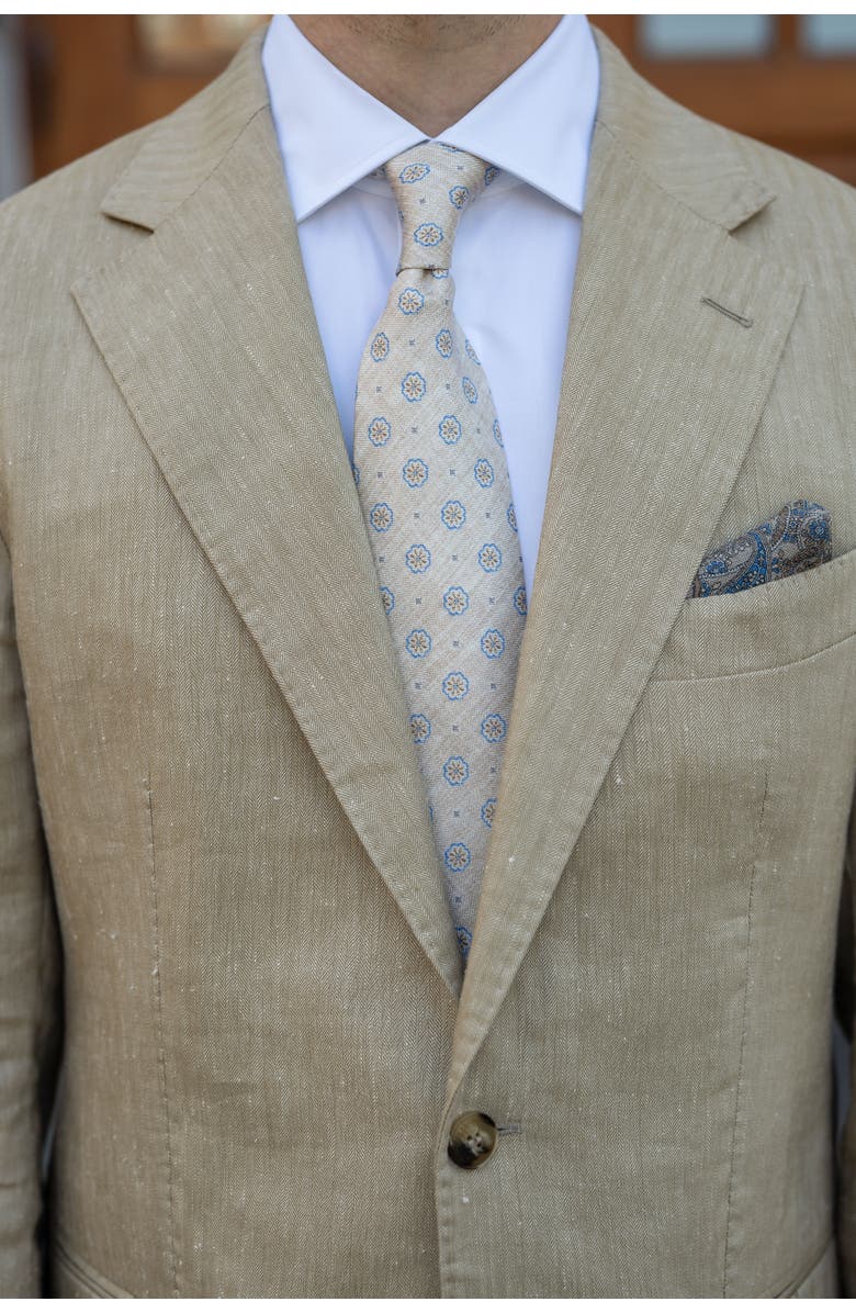 Elizabetta Antinori - Extra Long Printed Silk Tie for Men, Alternate, color, Beige