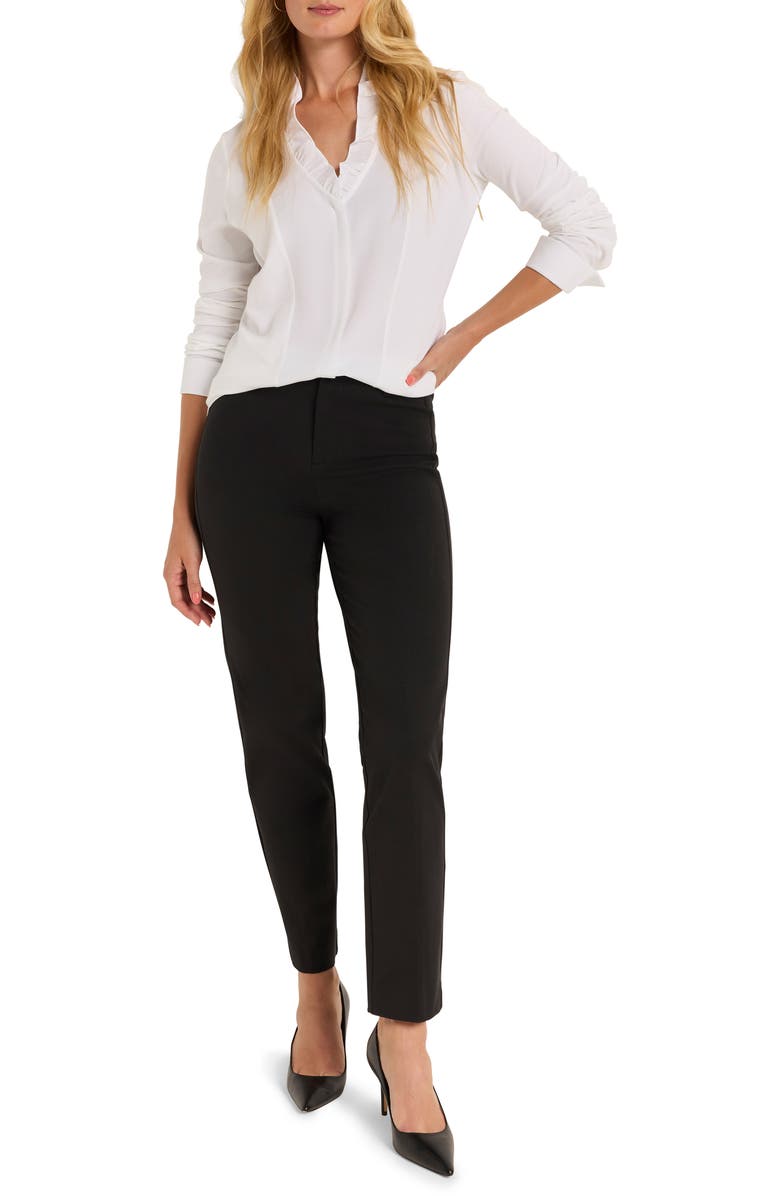 NIC+ZOE Ruffle Trim Long Sleeve Shirt, Alternate, color, Paper White