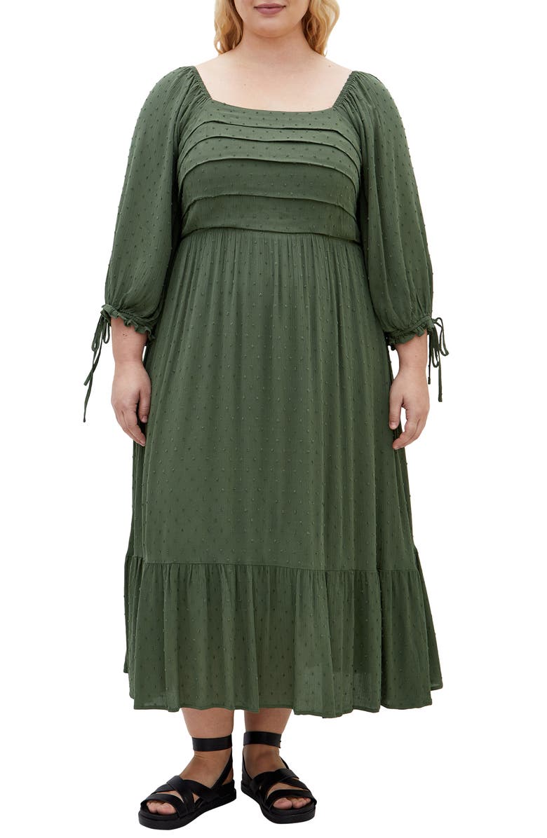 City Chic The Ally Clip Dot Maxi Dress, Main, color, Olive