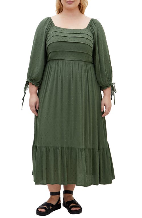 City Chic The Ally Clip Dot Maxi Dress In Green