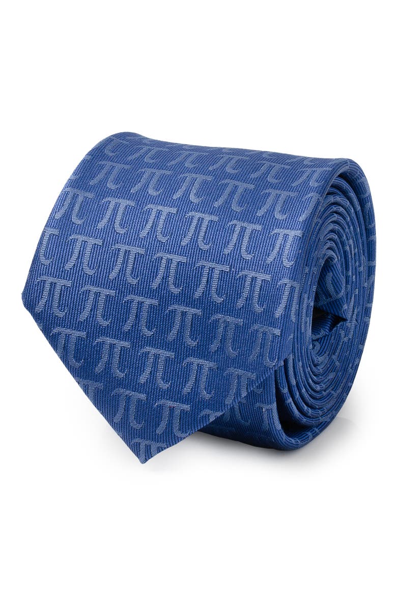 Pi Mathematics Symbol Hidden Message Silk Blend Tie, Alternate, color, BLUE