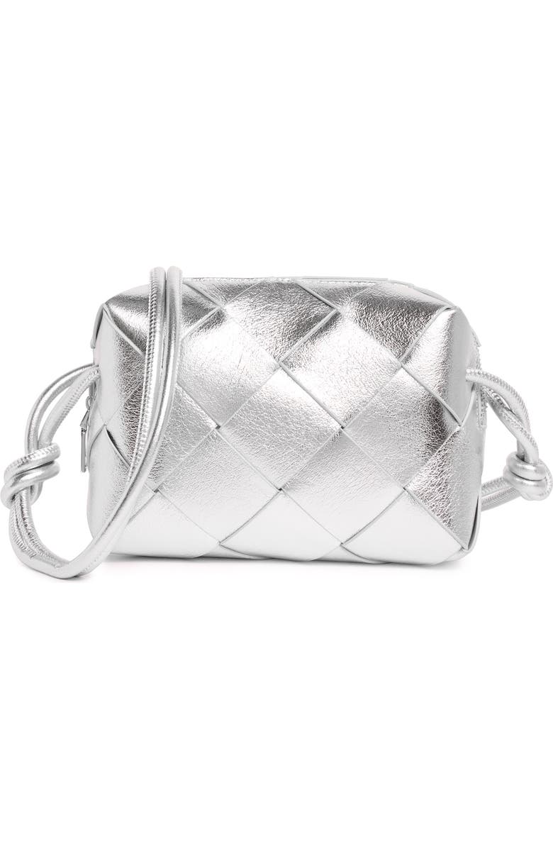 URBAN EXPRESSIONS HANDBAGS Woven Crossbody Bag, Main, color, Silver