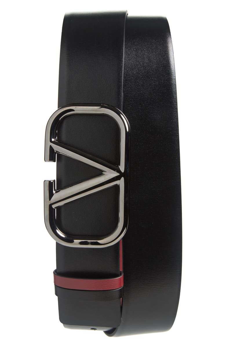 Valentino Garavani Reversible VLOGO Buckle Leather Belt, Main, color, 