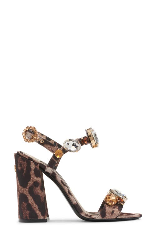 Dolce & Gabbana Satin Sandals With Gemstone Embellishment In Leo New