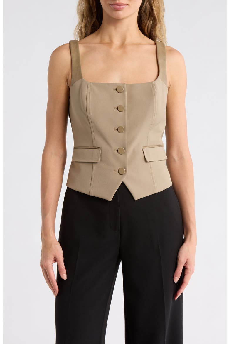 Button Front Vest, Main, color, TAUPE