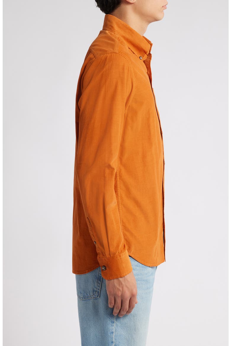 Pinwale Corduroy Button Down Shirt, Alternate, color, RUST