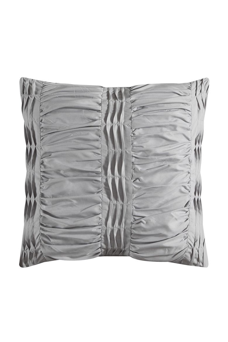 Design Cover Two Color CHIC Lannie Color Block Pleated Embroidered Design King Comforter Set ...