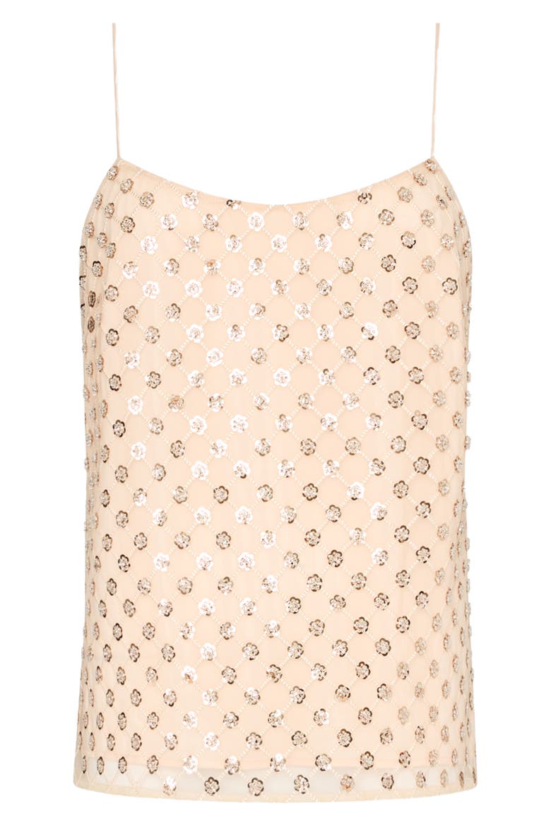 Rylan Sequin Embroidered Camisole, Main, color, BEIGE