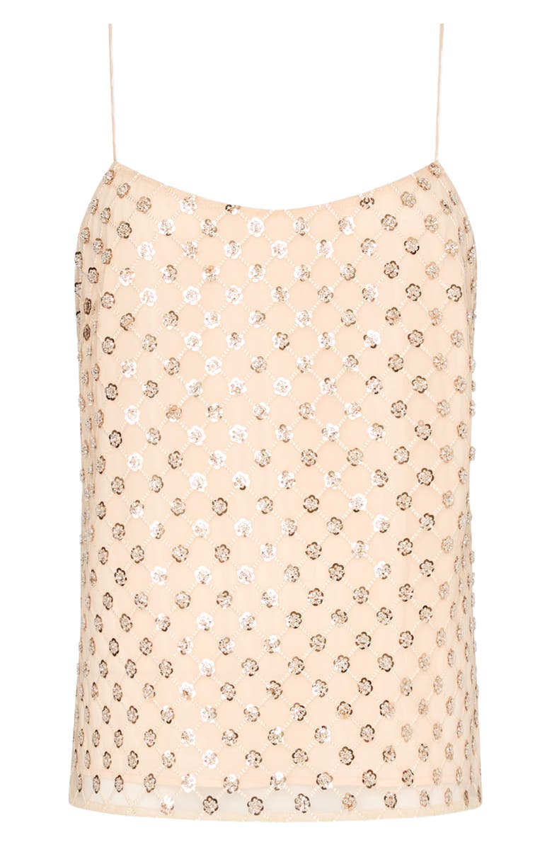 Milly Rylan Sequin Embroidered Camisole, Main, color, Beige