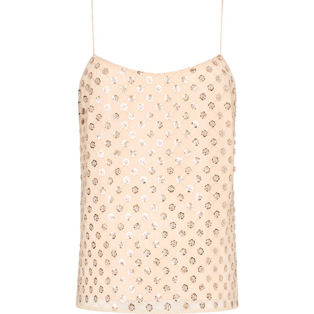 Milly Rylan Sequin Embroidered Sleeveless Tank Top In Neutral