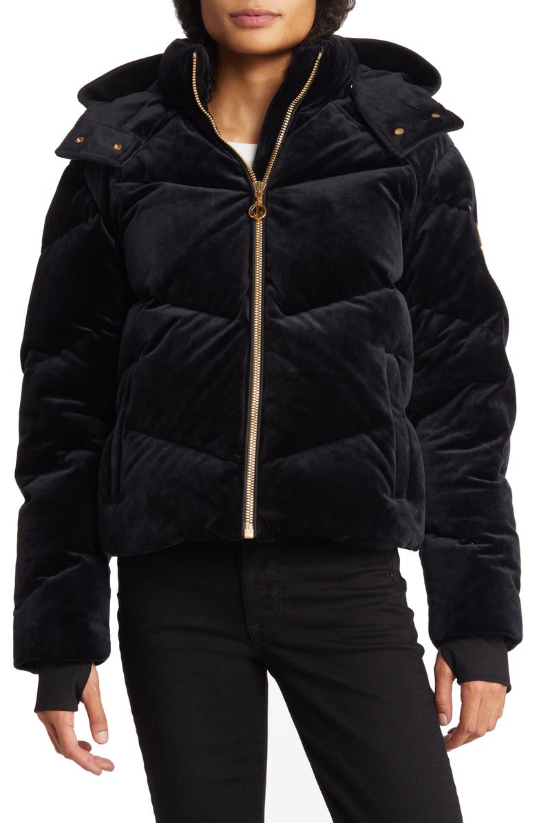 Moose Knuckles Seville Down Velvet Puffer Jacket, Alternate, color,