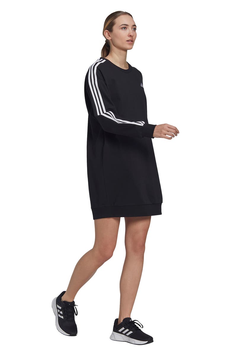 adidas Essentials 3-Stripes Sweatshirt Dress, Alternate, color, 