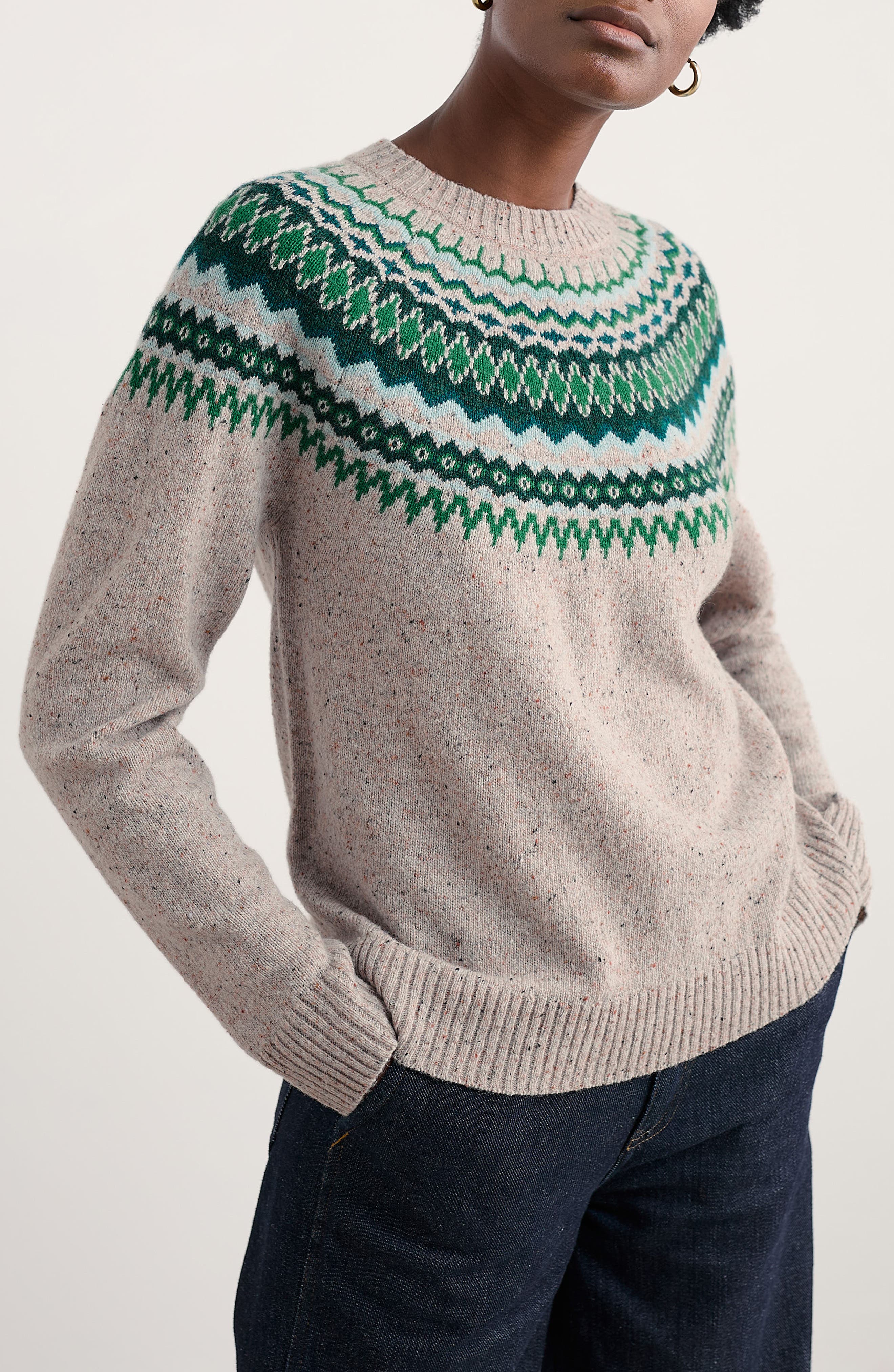 Seasalt Cornwall Gurnard's Head Fair Isle Lambswool Blend Crewneck Sweater In Multi