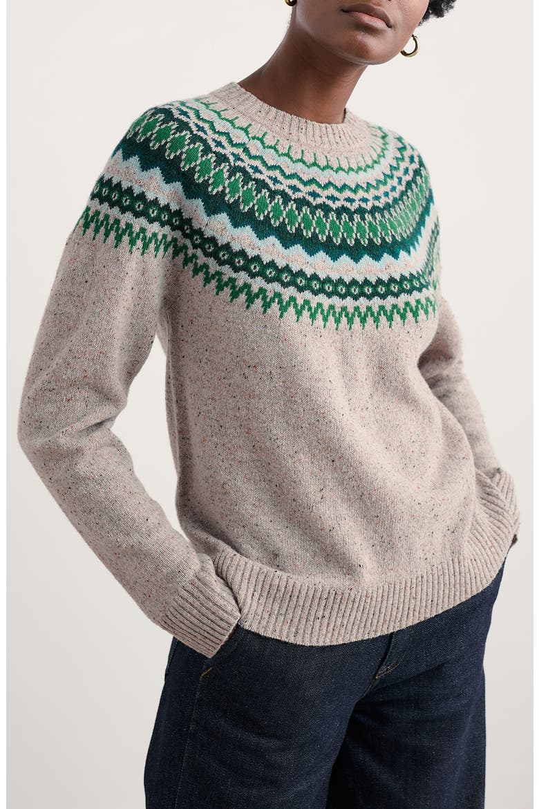 Gurnard's Head Fair Isle Lambswool Blend Crewneck Sweater, Main, color, WINDWARD ARAN MULTI