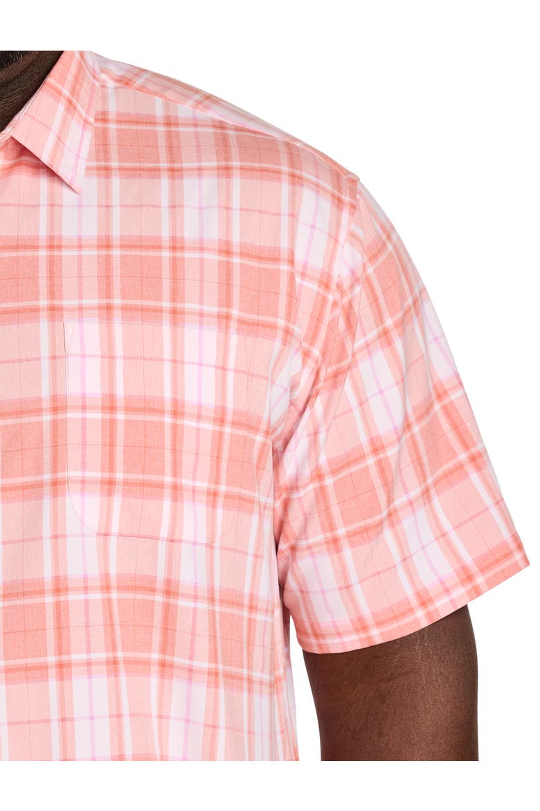 Big & Tall Microfiber Medium Plaid Sport Shirt V5, Alternate, color, PINK
