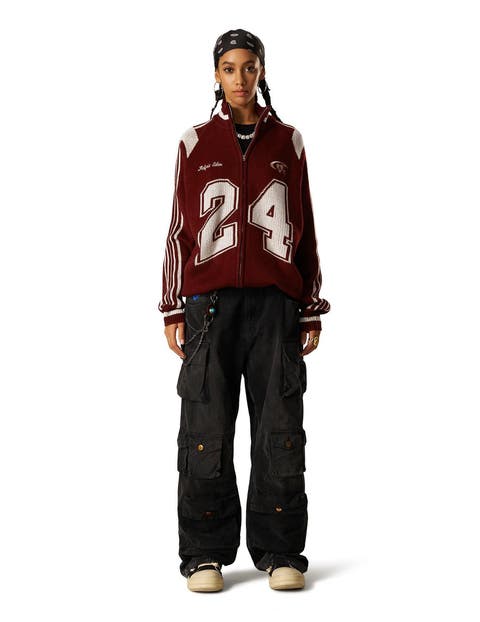 24 Jacquard Zip Up Cardigan