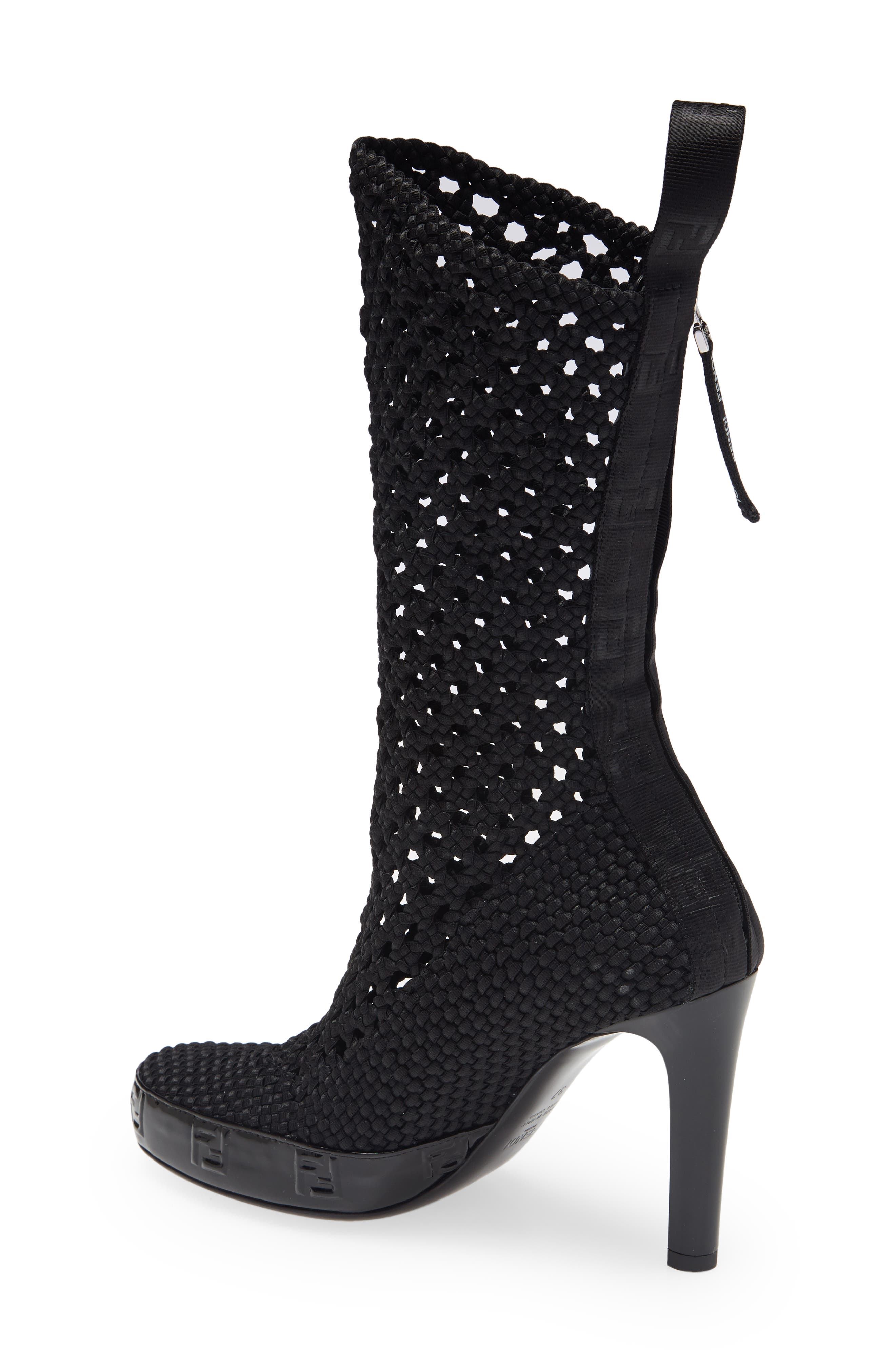 Fendi FF Woven Boot, Alternate, color, 