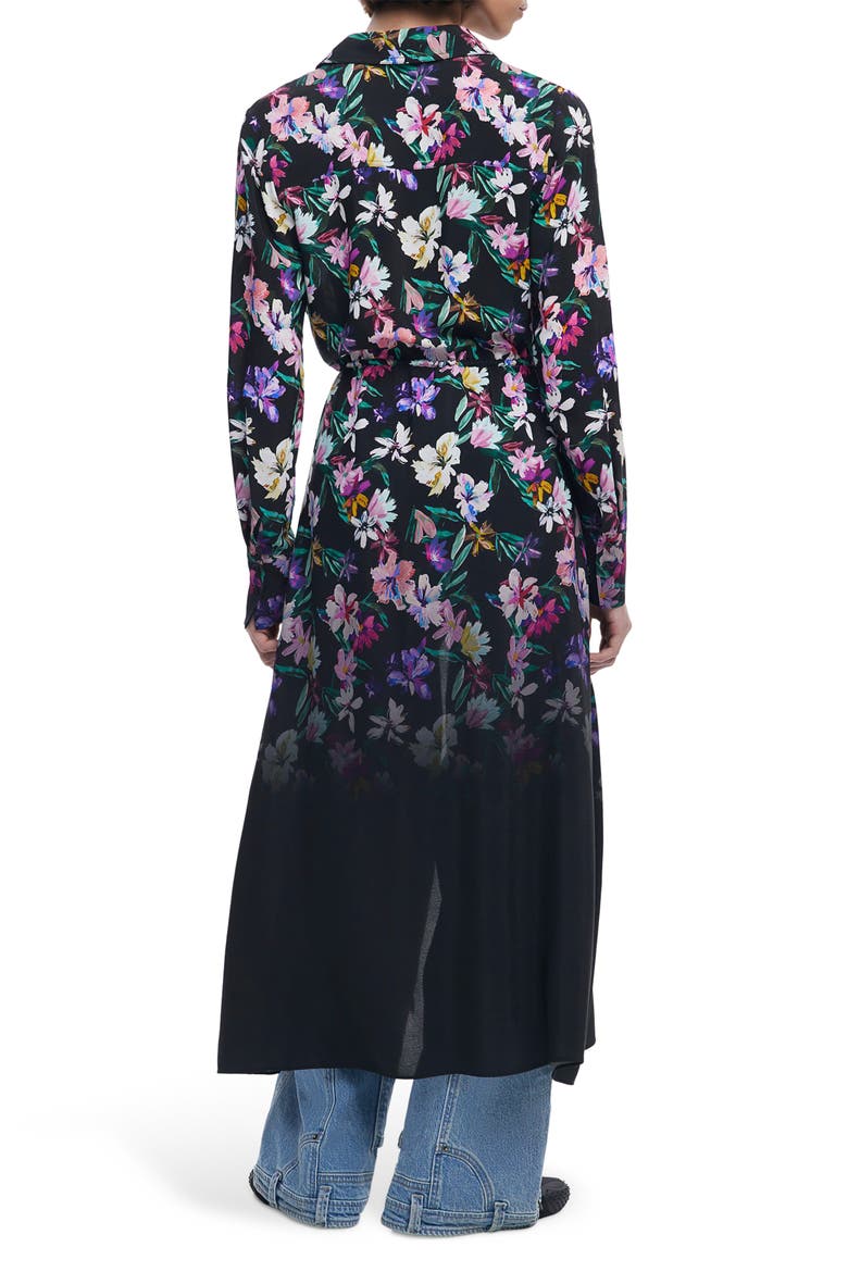 Belted Long Sleeve Midi Shirtdress, Alternate, color, BLACK