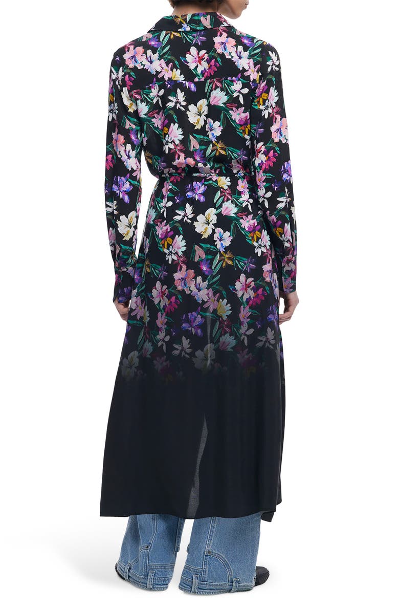 Desigual Belted Long Sleeve Midi Shirtdress, Alternate, color, Black