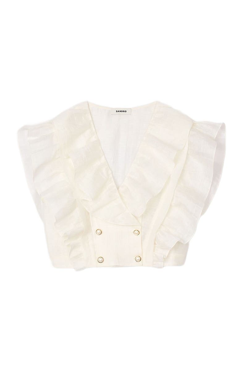 SANDRO Ruffled crop top, Alternate, color, 