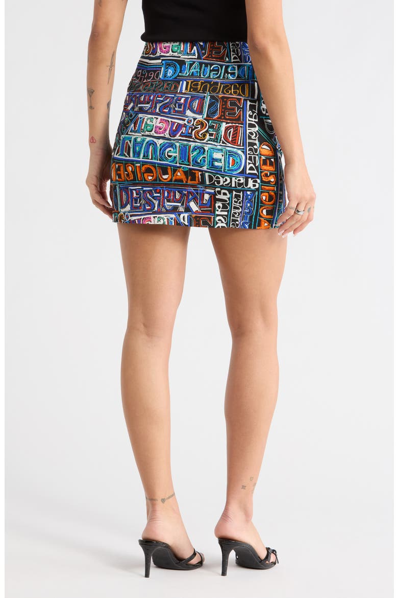 Logo Print Miniskirt, Alternate, color, BLACK