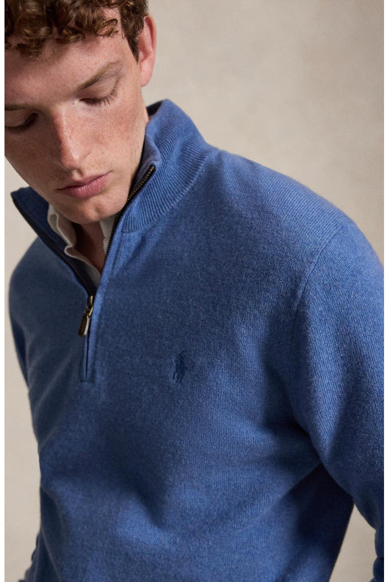 Regular Fit Wool Quarter Zip Sweater, Alternate, color, BLUEBORG