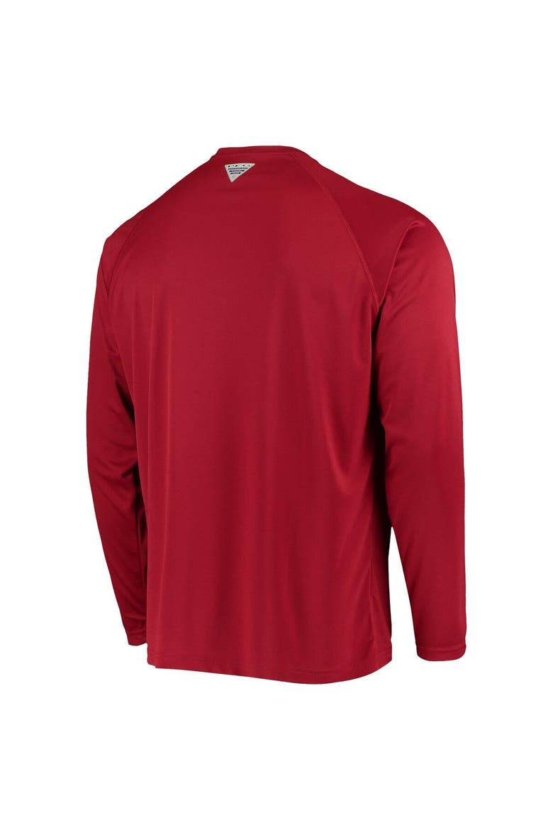 Men's Columbia Cardinal Arkansas Razorbacks Terminal Tackle Omni-Shade Raglan Long Sleeve T-Shirt, Alternate, color, Cardinal