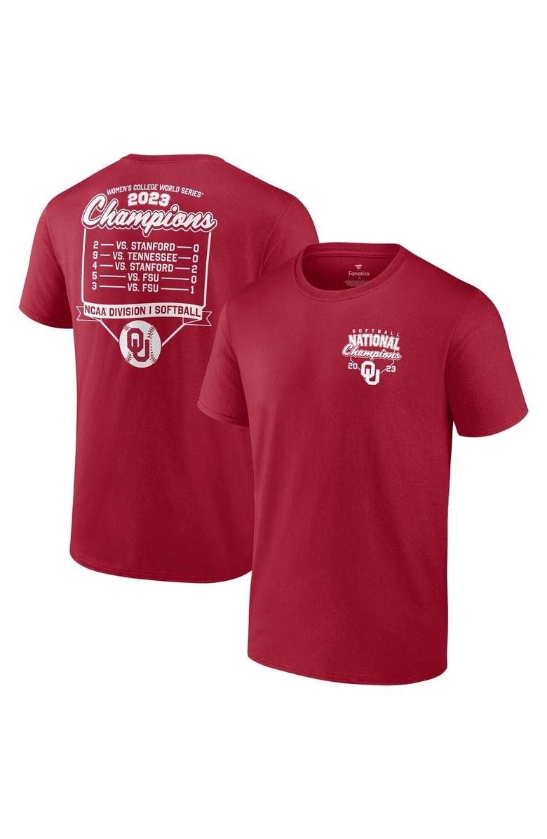 FANATICS Unisex Fanatics Branded  Crimson Oklahoma Sooners 2023 NCAA Softball Women's College World Series Champions Schedule T-Shirt, Main, color, 