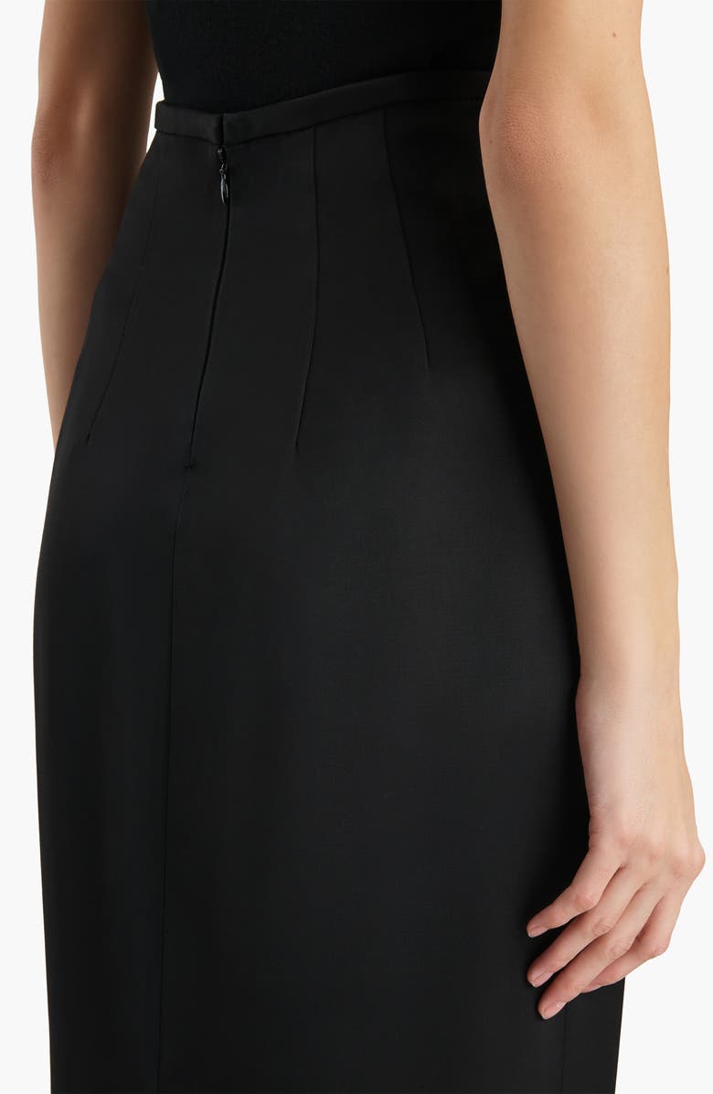 Khaite Winton Double Face Satin Pencil Skirt, Alternate, color, Black