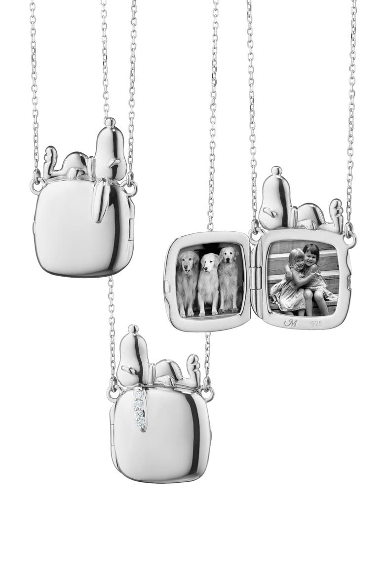 Snoopy X Viv Slim Locket Necklace in Sterling Silver, Alternate, color, SILVER