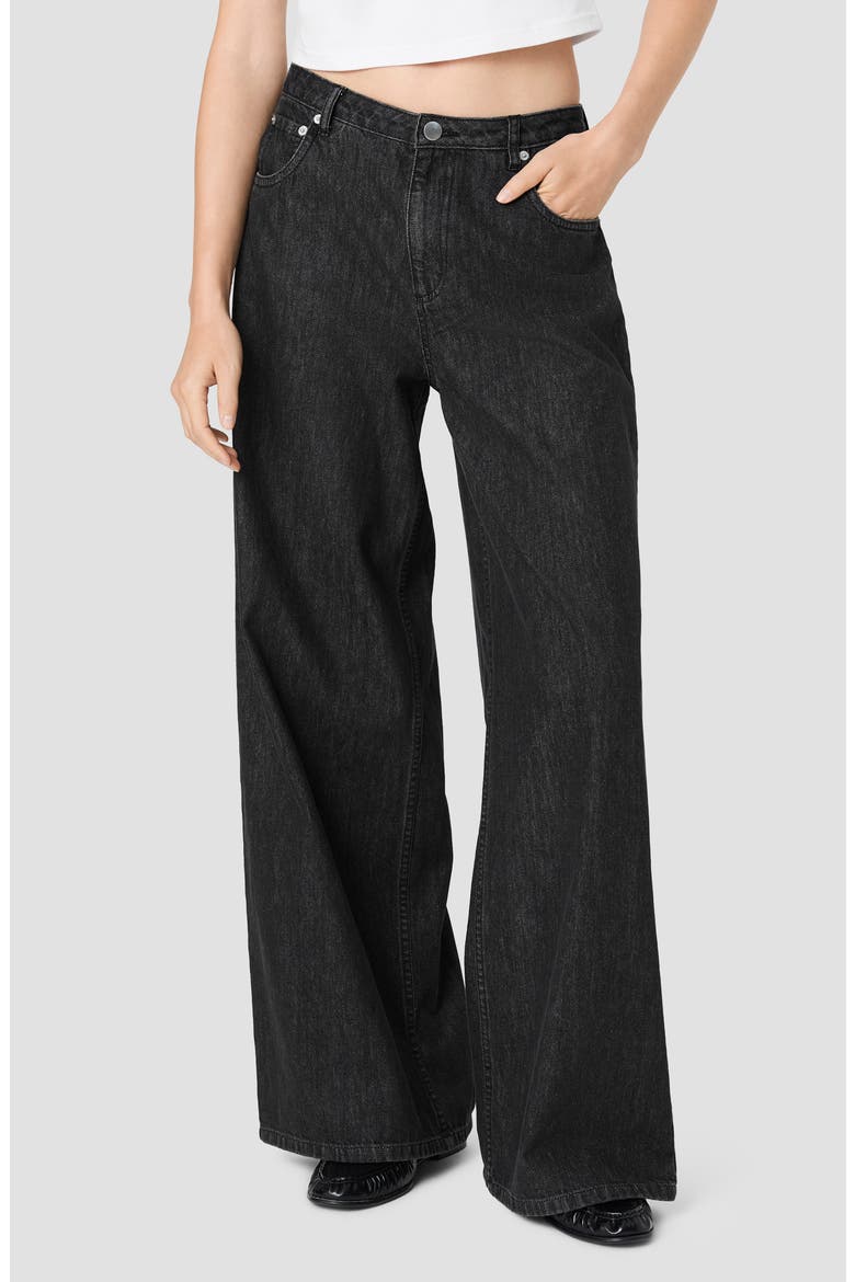 Elton Wide Leg Jeans, Main, color, WASHED BLACK