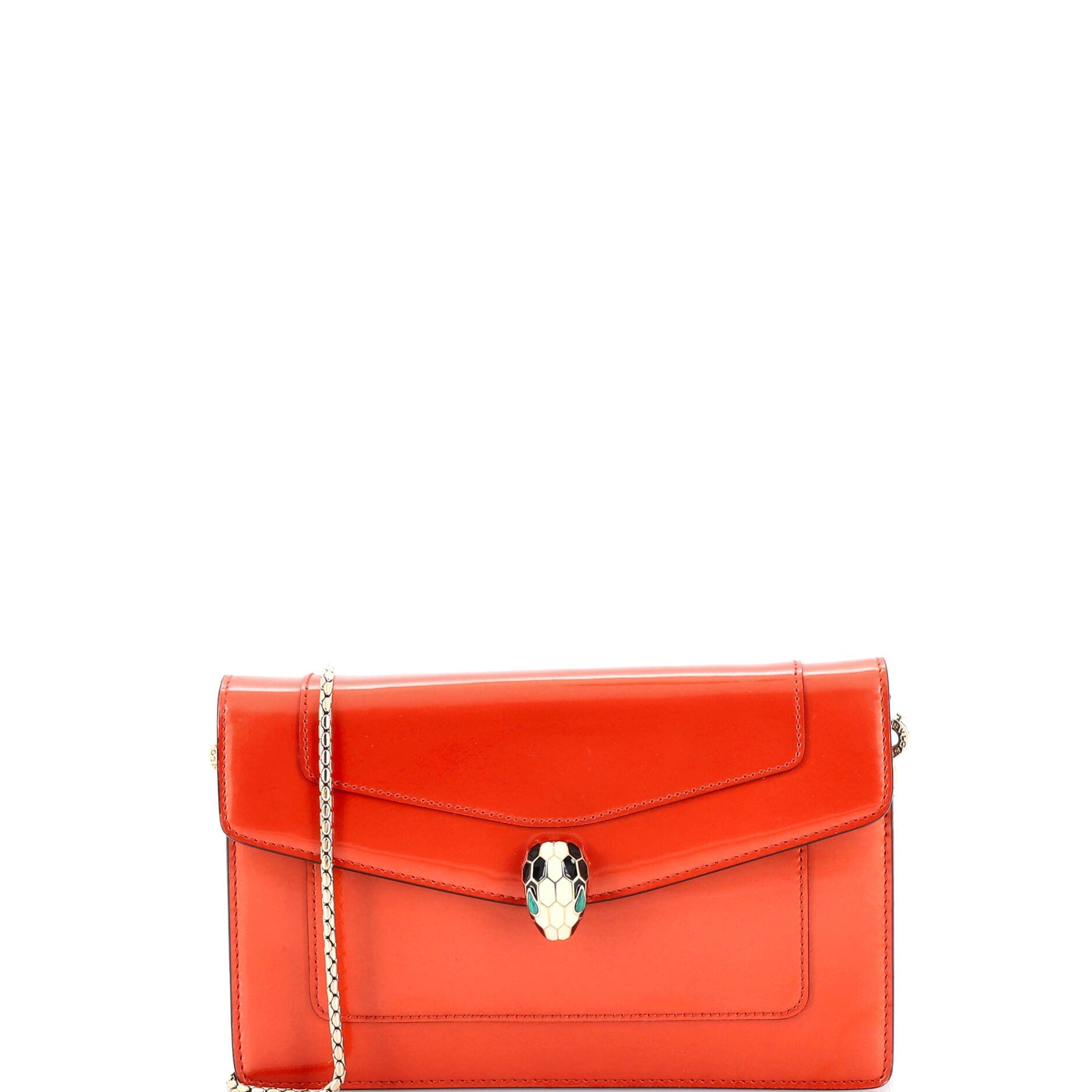 Serpenti Forever Wallet on Chain Patent, Main, color, Orange