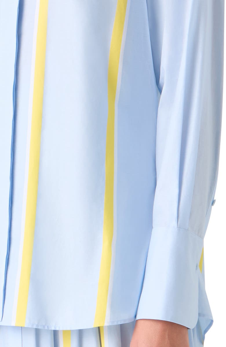 Akris punto Stripe Chambray Button-Up Shirt, Alternate, color, Sky Blue-Lemon Zing-Cream