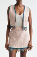 Etro Bead Fringe Tweed Crop Vest