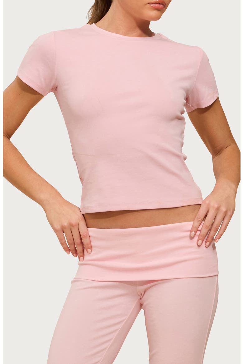 Emelia Fitted Stretch Cotton T-Shirt, Main, color, PINK