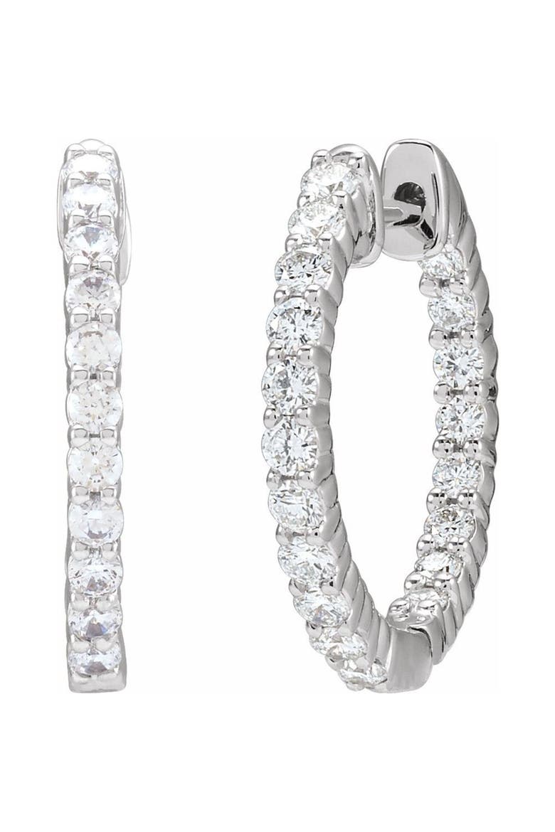 3/4 CT Lab-Grown Diamond Hoop Earrings in 14K Gold, Main, color, White
