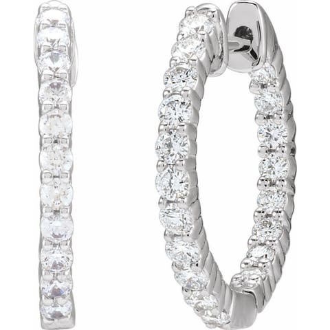 3/4 CT Lab-Grown Diamond Hoop Earrings in 14K Gold